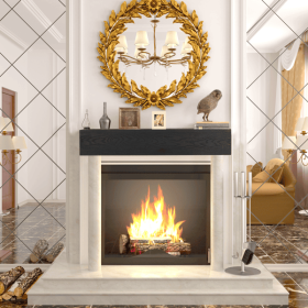 48" Embossed Fireplace Mantel Western Red Cedar Wall-Mounted & Floating Shelf for Home Decor