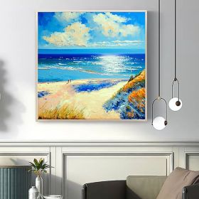 Handmade Oil Painting Canvas Wall Art Decor Original The Blue Ocean Abstract Scenery Painting for Home Decor  Living Room hallway bedroom luxurio (size: 90x90cm)
