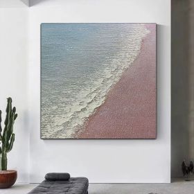 100% Handmade Abstract simple pure thick ocean sea landscape modern Oil Painting Modern Living room Home Decoration (size: 60x60cm)